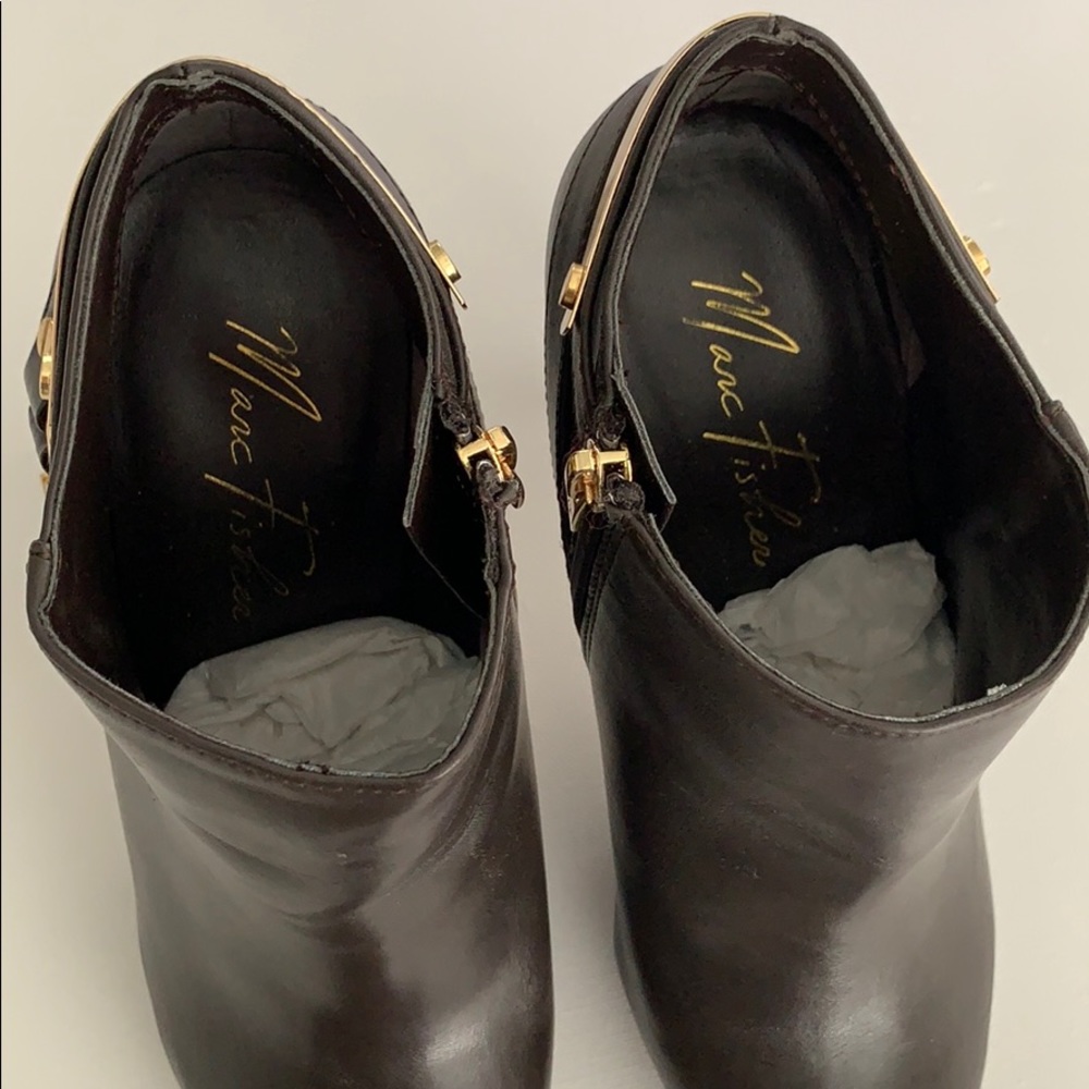 Marc Fisher Brown Leather Heeled Booties - Picture 6 of 7